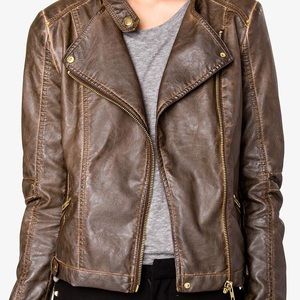 FOREVER 21 | Brown Rustic Faux Leather Jacket